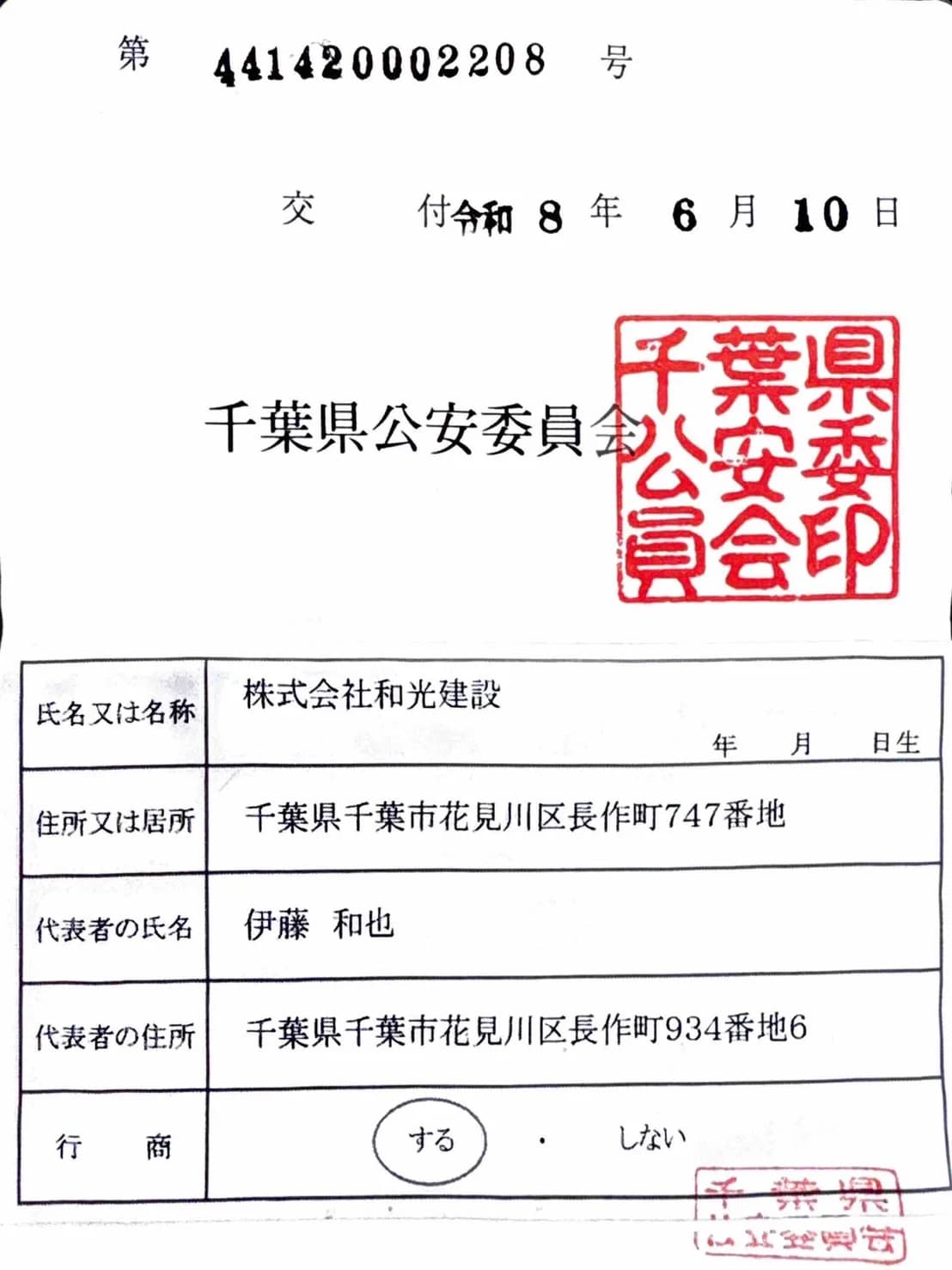 古物商許可証